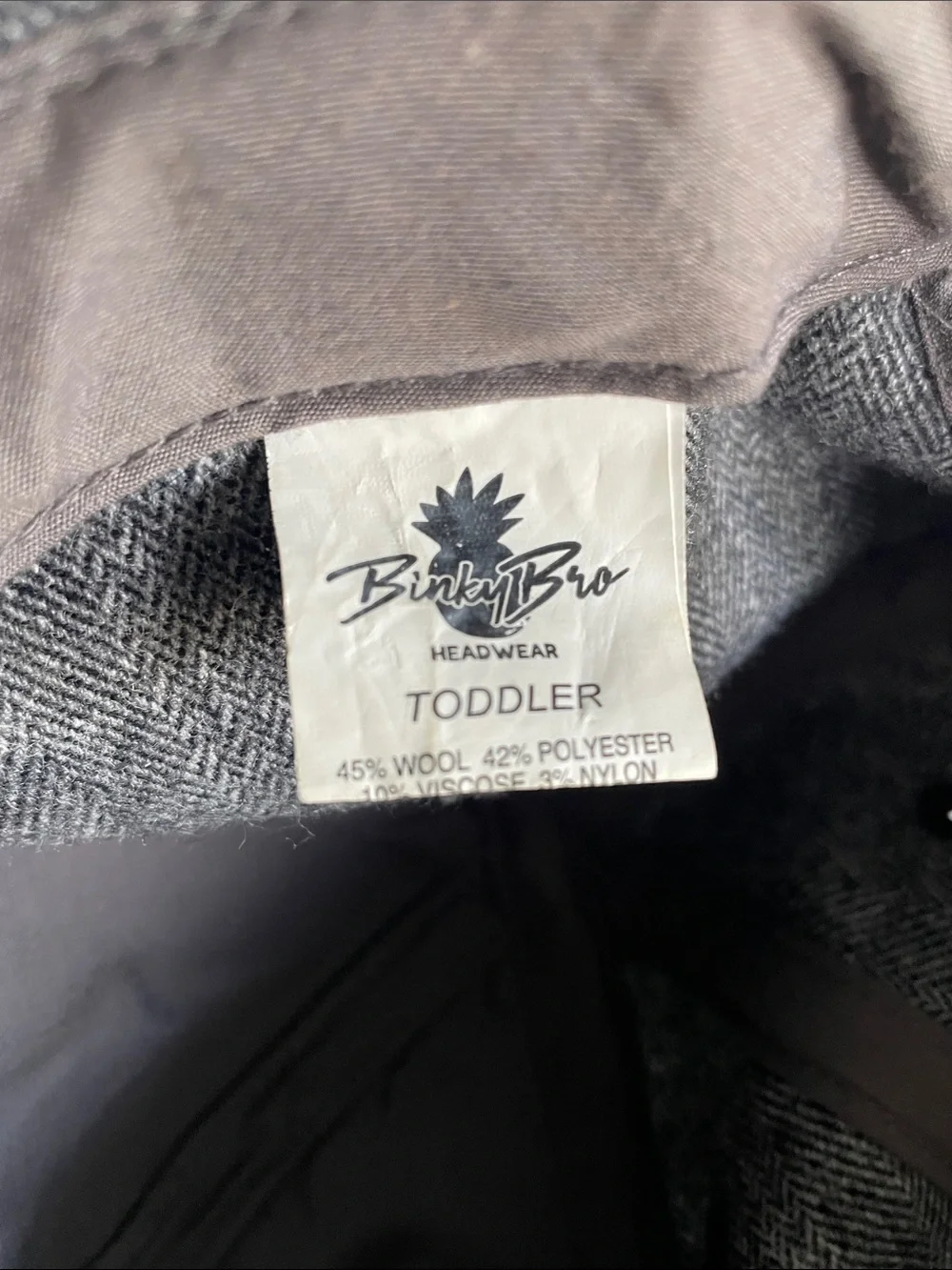 Binky Boo Kids Gray Herringbone Cap with Leather Patch (Toddler size)